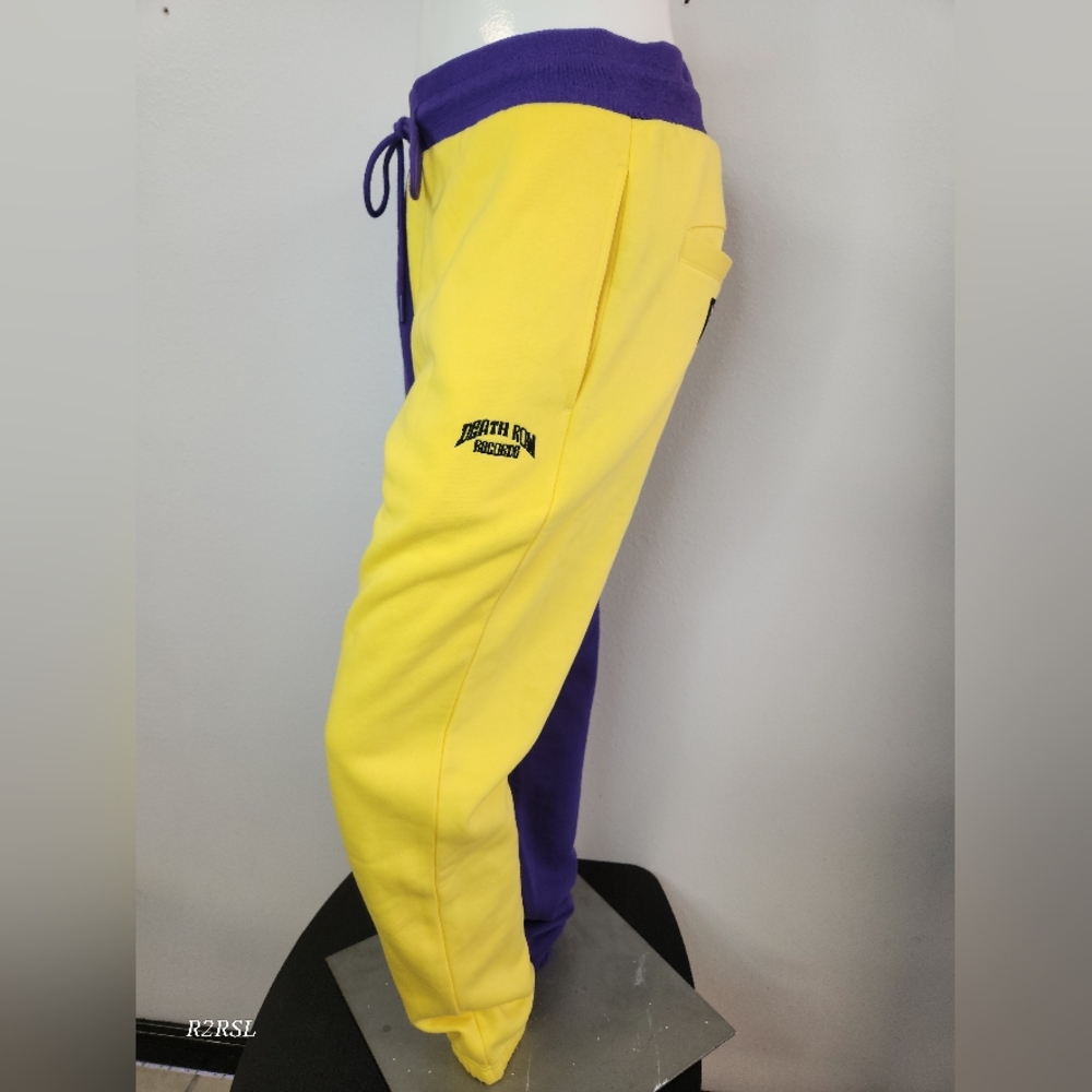 Death Row Velour Sweat Pants Purple/Yellow Womens Size 2XL(36") NWOT